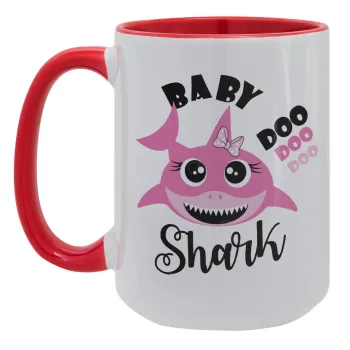 Baby Shark (girl), Κούπα Mega 15oz, κεραμική Κόκκινη, 450ml