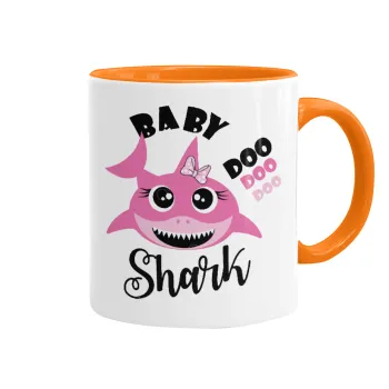 Baby Shark (girl), Κούπα χρωματιστή πορτοκαλί, κεραμική, 330ml