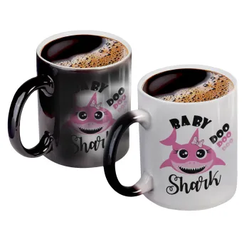 Baby Shark (girl), Color changing magic Mug, ceramic, 330ml when adding hot liquid inside, the black colour desappears (1 pcs)