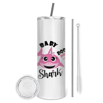 Baby Shark (girl), Tumbler stainless steel 600ml, with metal straw & cleaning brush
