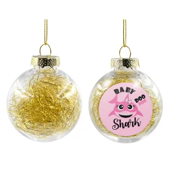 Baby Shark (girl), Transparent Christmas tree ball ornament with gold filling 8cm