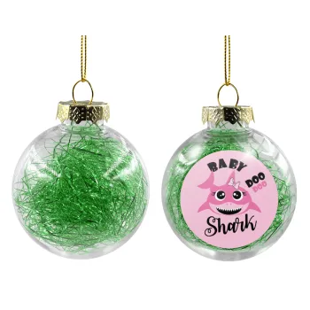 Baby Shark (girl), Στολίδι Χριστουγεννιάτικη μπάλα δένδρου διάφανη με πράσινο γέμισμα 8cm