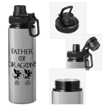 GOT, Father of Dragons  (με ονόματα παιδικά), Μεταλλικό παγούρι νερού με καπάκι ασφαλείας, αλουμινίου 850ml
