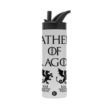 GOT, Father of Dragons  (με ονόματα παιδικά), Water bottle - 600 ml beverage bottle with a lid with a handle