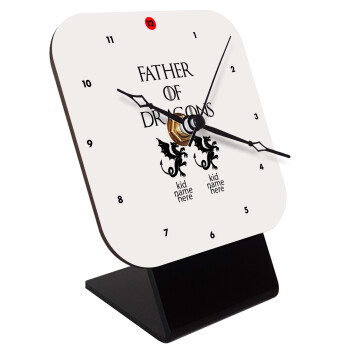 GOT, Father of Dragons  (με ονόματα παιδικά), Quartz Wooden table clock with hands (10cm)