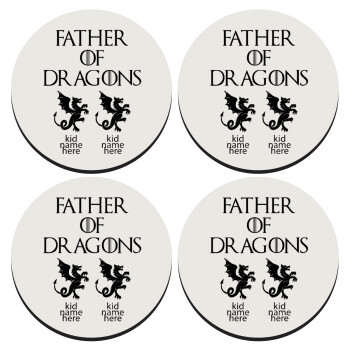 GOT, Father of Dragons  (με ονόματα παιδικά), ΣΕΤ 4 Σουβέρ ξύλινα στρογγυλά (9cm)