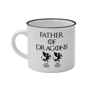 GOT, Father of Dragons  (με ονόματα παιδικά), Κούπα κεραμική vintage Λευκή/Μαύρη 230ml
