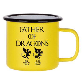 GOT, Father of Dragons  (με ονόματα παιδικά), Κούπα Μεταλλική εμαγιέ ΜΑΤ Κίτρινη 360ml
