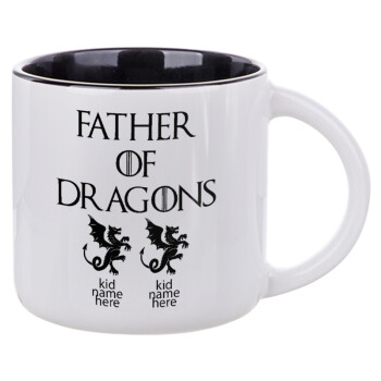 GOT, Father of Dragons  (με ονόματα παιδικά), Κούπα κεραμική 400ml Λευκή/Μαύρη