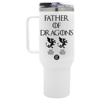 GOT, Father of Dragons  (με ονόματα παιδικά), Mega Stainless steel Tumbler with lid, double wall 1,2L