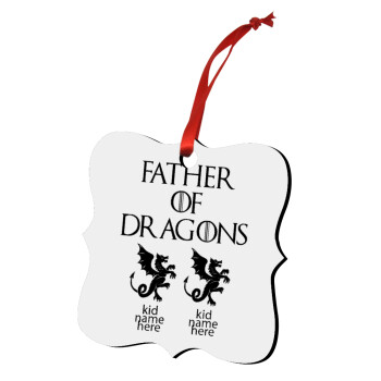 GOT, Father of Dragons  (με ονόματα παιδικά), Χριστουγεννιάτικο στολίδι polygon ξύλινο 7.5cm