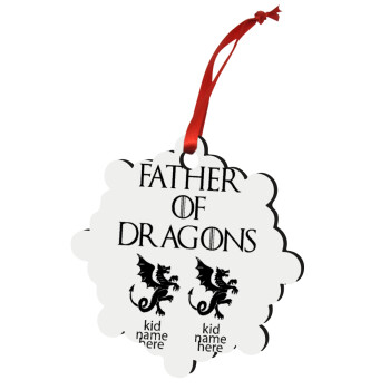 GOT, Father of Dragons  (με ονόματα παιδικά), Χριστουγεννιάτικο στολίδι snowflake ξύλινο 7.5cm