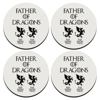 GOT, Father of Dragons  (με ονόματα παιδικά), ΣΕΤ 4 Σουβέρ ξύλινα στρογγυλά (9cm)