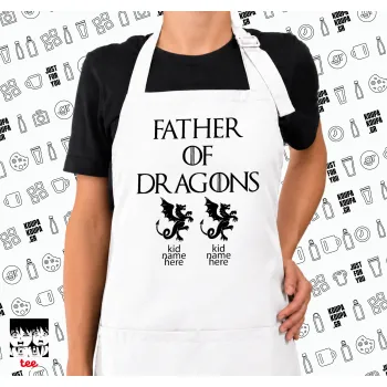 GOT, Father of Dragons  (με ονόματα παιδικά), Ποδιά μακριά Σεφ ολόσωμη με τσέπες white (ΕΝΗΛΙΚΩΝ)