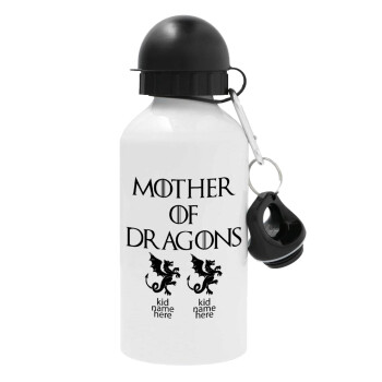 GOT, Mother of Dragons  (με ονόματα παιδικά), Μεταλλικό παγούρι νερού, Λευκό, αλουμινίου 500ml