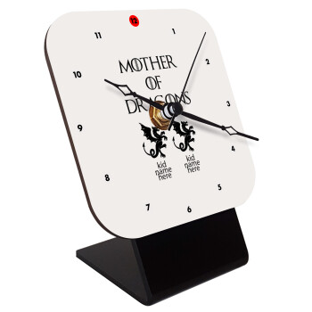 GOT, Mother of Dragons  (με ονόματα παιδικά), Quartz Wooden table clock with hands (10cm)