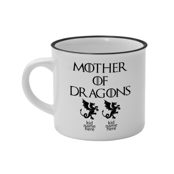 GOT, Mother of Dragons  (με ονόματα παιδικά), Κούπα κεραμική vintage Λευκή/Μαύρη 230ml