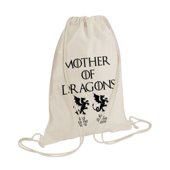 GOT, Mother of Dragons  (με ονόματα παιδικά), Backpack bag GYMBAG natural (28x40cm)