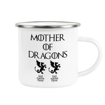 GOT, Mother of Dragons  (με ονόματα παιδικά), Metallic enamel cup white 360ml