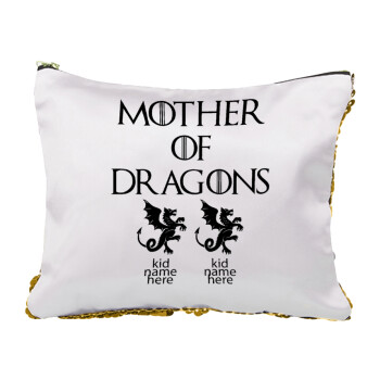 GOT, Mother of Dragons  (με ονόματα παιδικά), Τσαντάκι νεσεσέρ με πούλιες (Sequin) Χρυσό