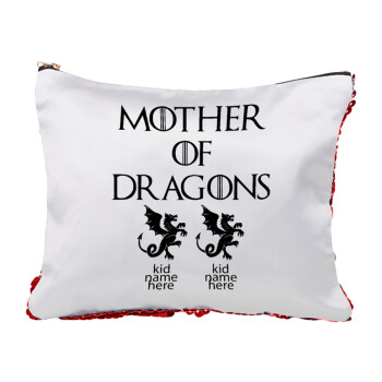 GOT, Mother of Dragons  (με ονόματα παιδικά), Τσαντάκι νεσεσέρ με πούλιες (Sequin) Κόκκινο