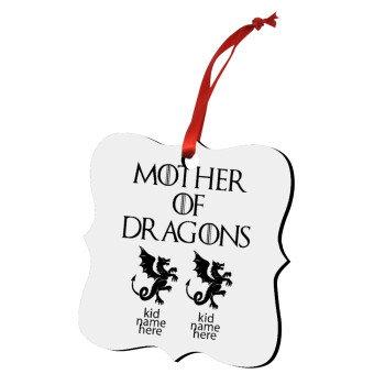 GOT, Mother of Dragons  (με ονόματα παιδικά), Χριστουγεννιάτικο στολίδι polygon ξύλινο 7.5cm