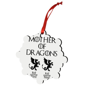 GOT, Mother of Dragons  (με ονόματα παιδικά), Χριστουγεννιάτικο στολίδι snowflake ξύλινο 7.5cm