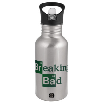 Breaking Bad, Water bottle Silver with straw, stainless steel 500ml