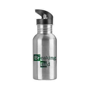 Breaking Bad, Water bottle Silver with straw, stainless steel 600ml