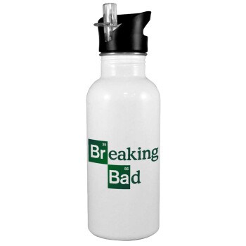 Breaking Bad, Παγούρι νερού Λευκό με καλαμάκι, ανοξείδωτο ατσάλι 600ml