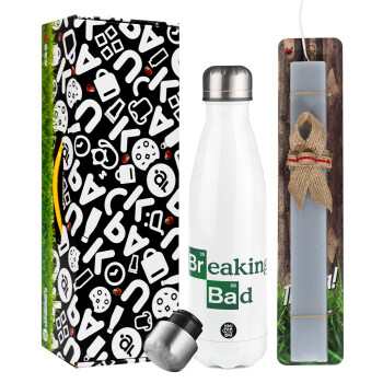 Breaking Bad, Easter candle, metallic white thermos bottle (500ml) & aromatic flat candle (30cm) (GRAY)