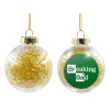 Transparent Christmas tree ball ornament with gold filling 8cm