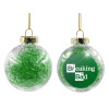 Transparent Christmas tree ball ornament with green filling 8cm