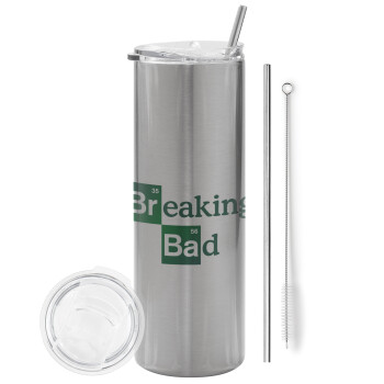 Breaking Bad, Eco friendly stainless steel Silver tumbler 600ml, with metal straw & cleaning brush