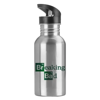 Breaking Bad, Water bottle Silver with straw, stainless steel 600ml
