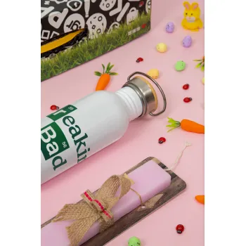 Breaking Bad, Πασχαλινή Λαμπάδα με παγούρι μεταλλικό (620ml, stainless steel) & κερί αρωματικό πλακέ (30cm) (ΡΟΖ)