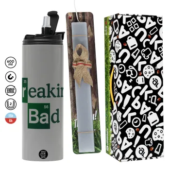 Breaking Bad, Πασχαλινή Λαμπάδα με Travel Tumbler θερμό (600ml, BPA free) & κερί αρωματικό πλακέ (30cm) (ΓΚΡΙ)