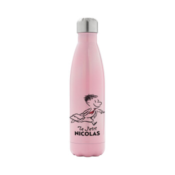 Le Petit Nicolas, Μεταλλικό παγούρι θερμός Ροζ Ιριδίζον (Stainless steel), διπλού τοιχώματος, 500ml