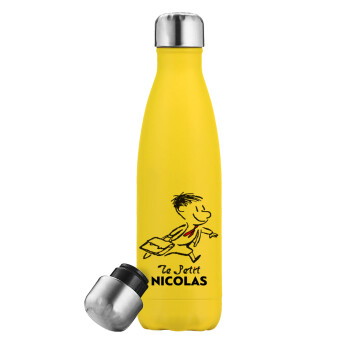 Le Petit Nicolas, Μεταλλικό παγούρι θερμός Κίτρινος (Stainless steel), διπλού τοιχώματος, 500ml