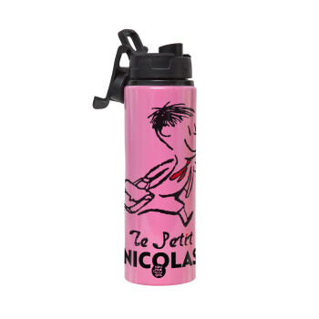 Le Petit Nicolas, Metallic water bottle with safety lid, 850ml aluminum