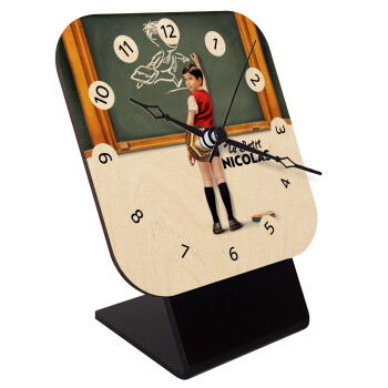 Le Petit Nicolas, Quartz Table clock in natural wood (10cm)