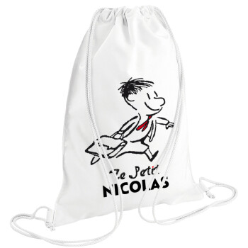 Le Petit Nicolas, Τσάντα πλάτης πουγκί GYMBAG λευκή (28x40cm)