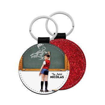 Le Petit Nicolas, Μπρελόκ Δερματίνη, στρογγυλό ΚΟΚΚΙΝΟ (5cm)