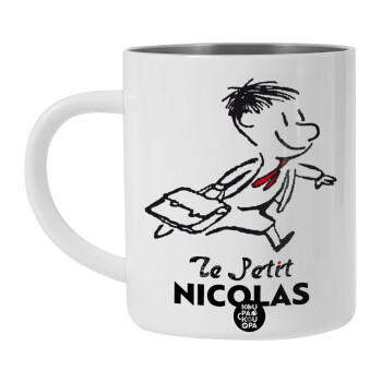 Le Petit Nicolas, Λευκή Ανοξείδωτη Μεταλλική Κούπα 450ml - Διπλού Τοιχώματος 