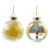 Transparent Christmas tree ball ornament with gold filling 8cm