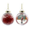 Transparent Christmas tree ball ornament with red filling 8cm