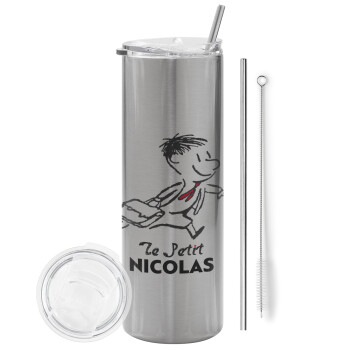 Le Petit Nicolas, Tumbler stainless steel Silver 600ml, with metal straw & cleaning brush