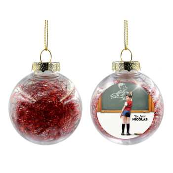 Le Petit Nicolas, Χριστουγεννιάτικη μπάλα δένδρου διάφανη με κόκκινο γέμισμα 8cm