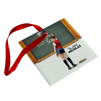 Le Petit Nicolas, Christmas ornament, glass square ornament 9x9cm