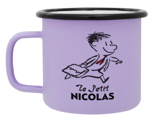 Le Petit Nicolas — Metal enamel mug, matte light pastel purple, 360ml